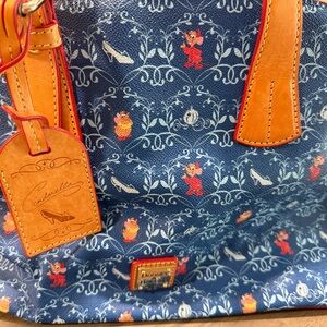 Dooney & Bourke Blue and Tan Cinderella Tote